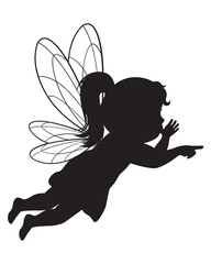 Silhouette of a Fairy with Wings