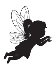 Silhouette of a Fairy with Wings