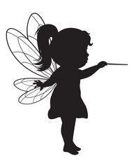 Silhouette of a Fairy with Wings