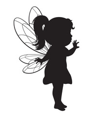 Silhouette of a Fairy with Wings