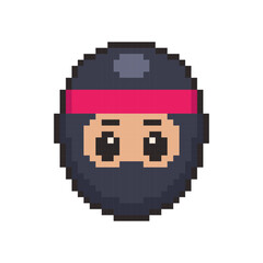 Pixel art Cute Ninja Face game asset design