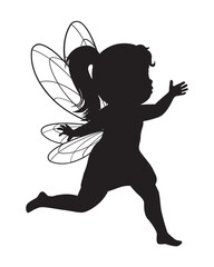 Silhouette of a Fairy with Wings