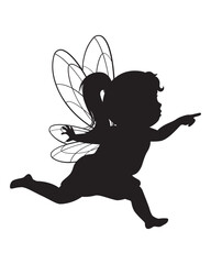 Fototapeta premium Silhouette of a Fairy with Wings