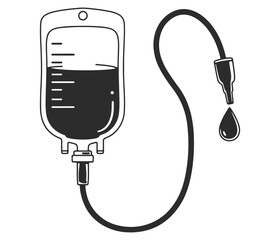 IV Drip Bag Icon - Medical Infusion, Saline, Blood Transfusion Symbol
