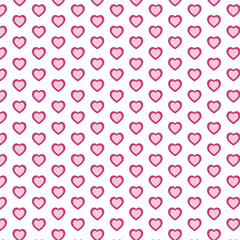 Pink Hearts Pattern – Minimalist Vertical Repeat on White