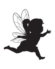 Silhouette of a Fairy with Wings