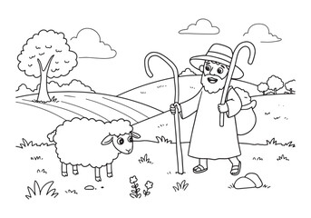 The Parable of the Lost Sheep, A Charming Coloring Book Illustra