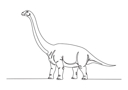 Elegant Oneline Drawing of Paraceratherium ani Extinct Mammal Ar