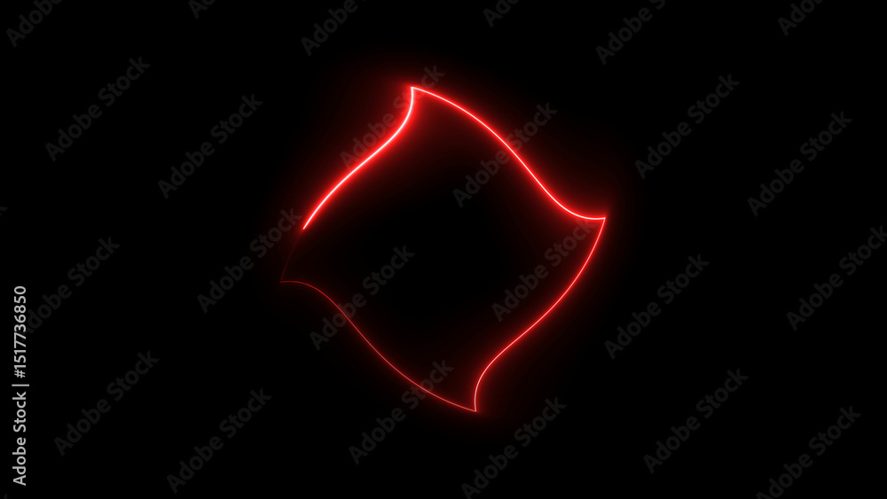 Sticker glowing neon light rectangle frame loading icon background in retro style, 4k illustration.