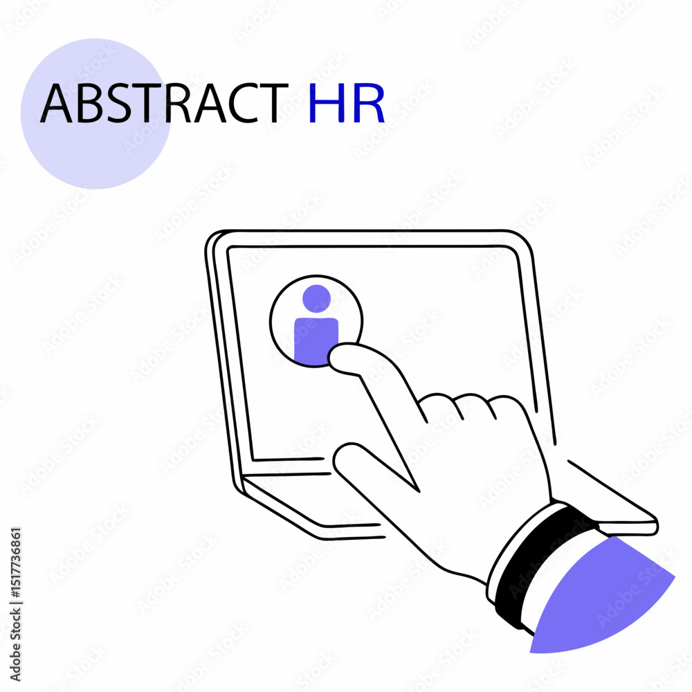 Poster vector vector hand interacting with digital interface representing human resources, showcasing techn