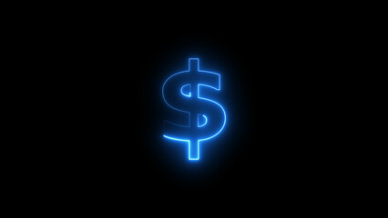 Neon Dollar icon illustration background. Glowing dollar sign background