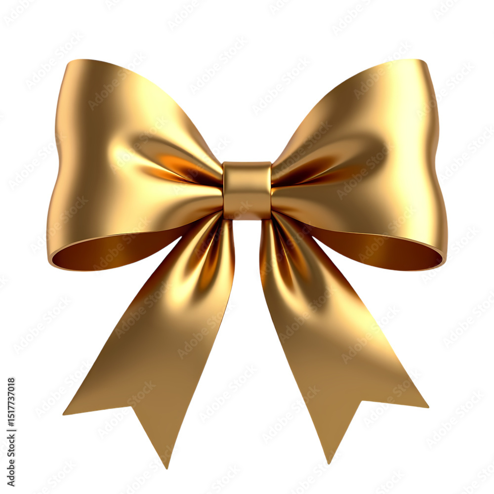 Poster a shiny golden ribbon bow isolated image isolated on transparent background