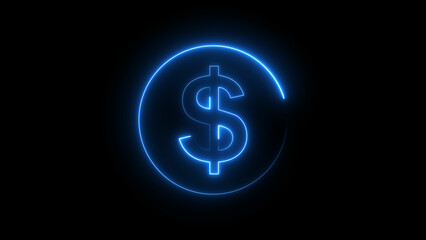 Neon Dollar icon illustration background. Glowing dollar sign background