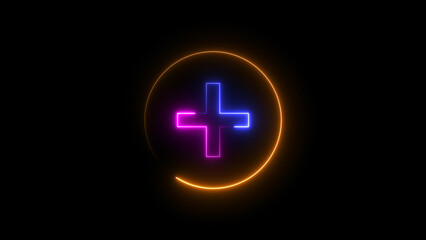 Neon Plus mark Icon or background illustration 4K.