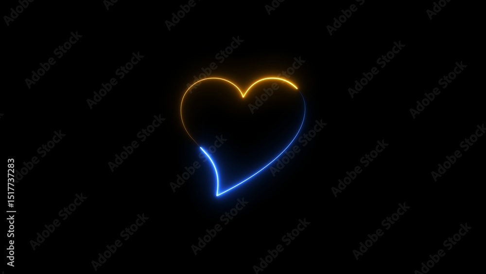 Sticker abstract glowing neon heart frame loading icon concept background illustration.