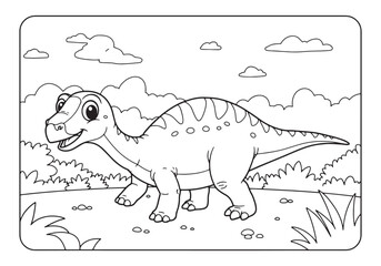 Fototapeta premium Delightful Lystrosaurus coloring page in black and white illustr