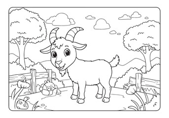 Adorable Goat Coloring Page, A Fun and Educational Activity for