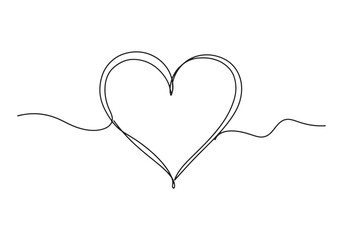 Elegant continuous line drawing of heart, minimalist design conc