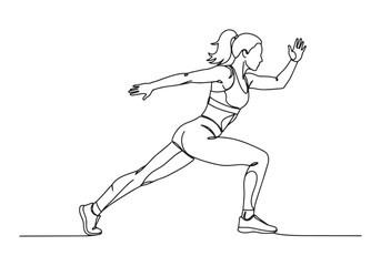 Continuous Line Drawing of a Female Athlete in Workout Gear Illu