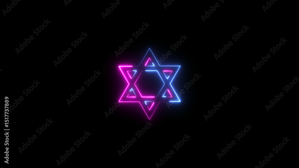 Wall mural abstract glowing neon star frame loading icon background illustration.