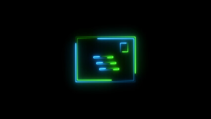 Neon NID document uploading icon background. NID card icon background illustration.