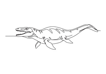 Obraz premium Mosasaurus Continuous Line Art, Prehistoric Marine Reptile Illus