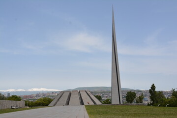 Armenian genocide memorial complex in Yerevan, Armenia. The Armenian Genocide Memorial and Museum, Tsitsernakaberd. Beautiful architecture