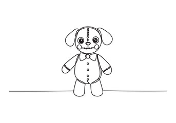 Elegant oneline illustration of a charming ragdoll animal charac