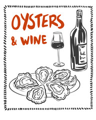 Summer Italy la dolce vita vintage posters. Amalfi or Sicily of postage stamps of Italian Mediterranean with wine and oysters. Retro frame border. Vector illustration ink doodle sketch style