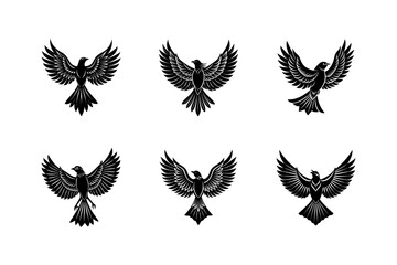 elegant bird silhouette with spread wings vector art