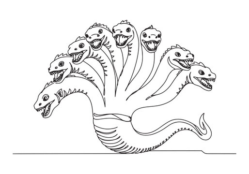 black and white hydra drawing clip art preview