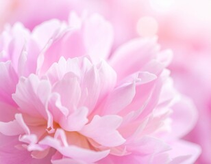 Obraz premium Macro shot of orchid-colored peony flower in bloom, soft sunlight