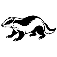 Badger in Motion with Clawed Paws and Dark Stripe Details