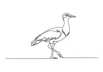 Elegant Bustard Bird Depicted in a Minimalist Continuous Line Dr
