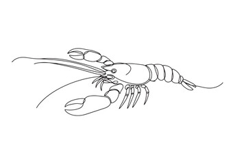 Elegant Crustacean, A Minimalist Line Art Depiction of Deep Sea