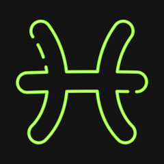 Icon pisces. Zodiac horoscope elements. Icon in neon style.