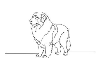 Fototapeta premium Majestic Great Pyrenees Dog in a Continuous Line Drawing Style I