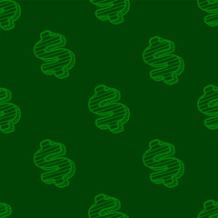 Dollar Doodle seamless pattern background. US dollar pattern background. Seamless pattern of the symbols of dollar currency background. Dollar sign pattern background. 
