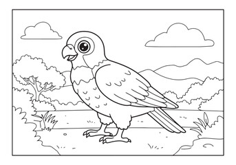 Fototapeta premium Charming Falcon Outline Illustration Ready for Creative Coloring