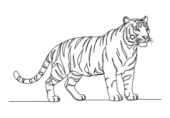 Obraz premium Elegant toyger one-line drawing, minimalist design with continuo