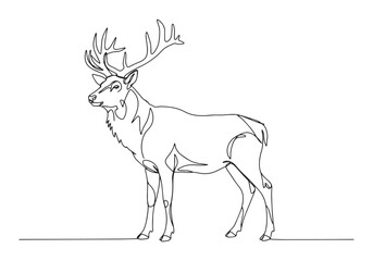 Elegant Irish Elk Portrait, Minimalist Continuous Line Drawing A