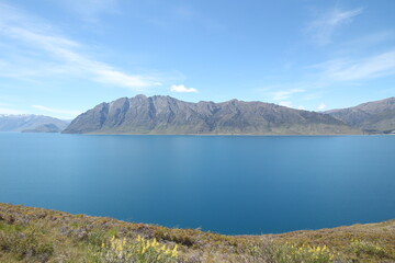 Naklejka premium lake and mountains, lake hawea, nz