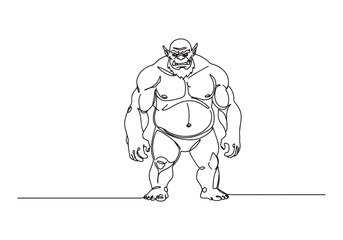 Obraz premium Fearsome ogre illustration created with continuous oneline drawi