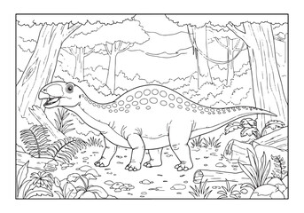 Obraz premium Doleserpeton coloring page in the jungle environment for kids ac