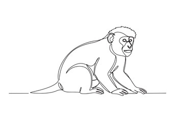 Obraz premium Elegant one-line drawing of a Colobus monkey in minimalist style