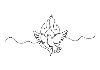 Symbol of hope and peace, Minimalist one-line drawing of a dove