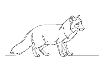 Obraz premium Elegant arctic fox illustration created with a single continuous
