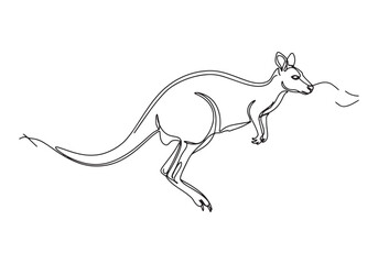 Obraz premium Minimalist Wallaby Portrait, Continuous Line Art in Black and Wh