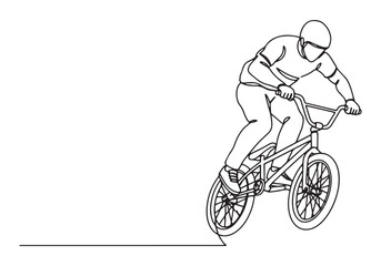 Fototapeta premium Dynamic BMX Freestyle Rider in Continuous Line Art Illustration
