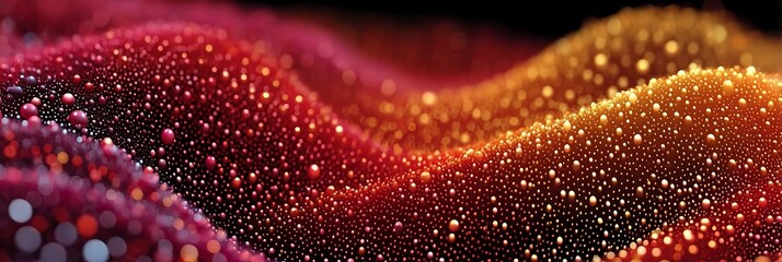Colorful abstract background showcasing flowing shapes with shimmering particles in a cosmic space setting